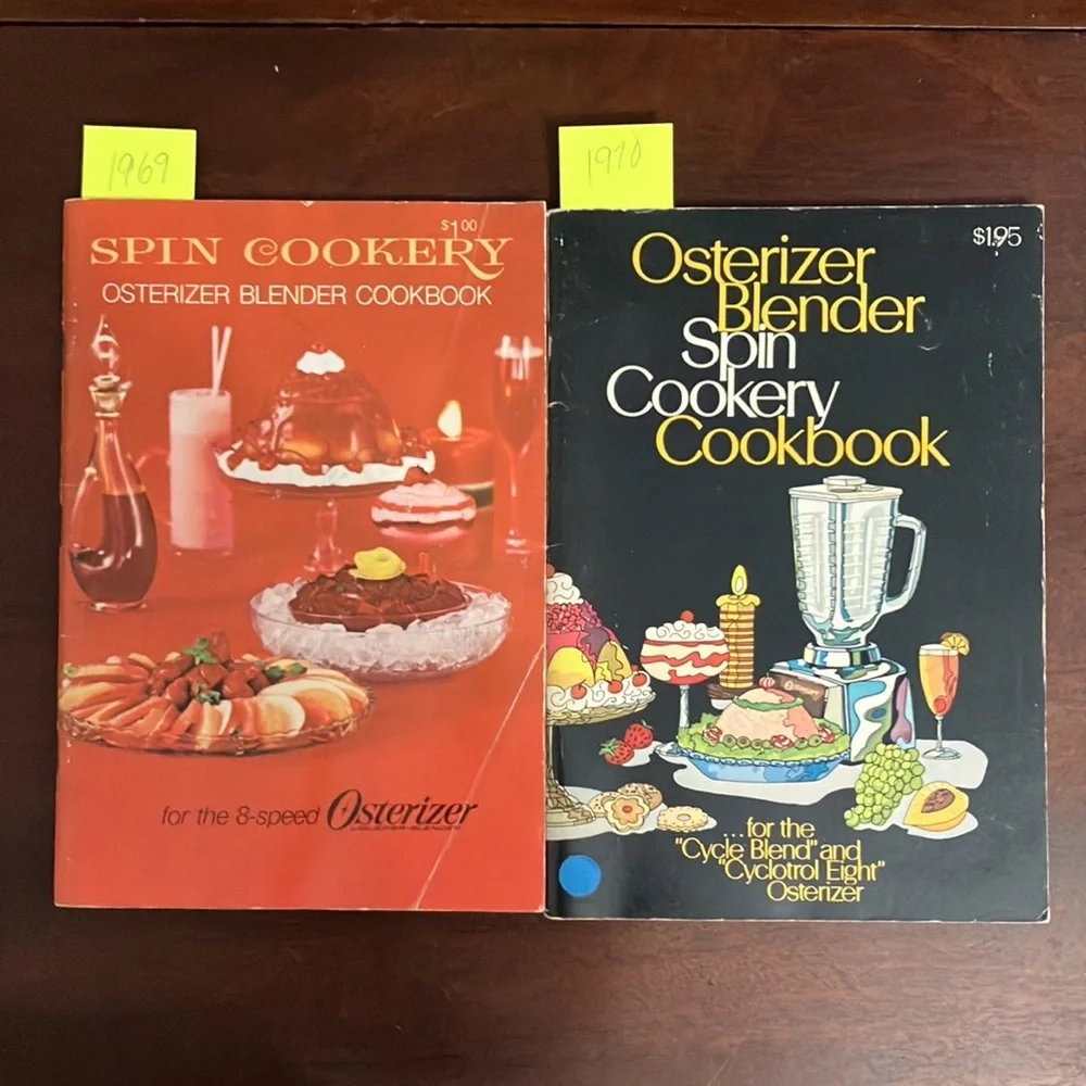 Set of 2 Vintage 1969 & 1970 Osterizer Blender Spin Cookery Cookbooks